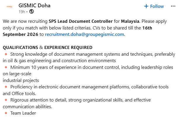 Hiring document controller